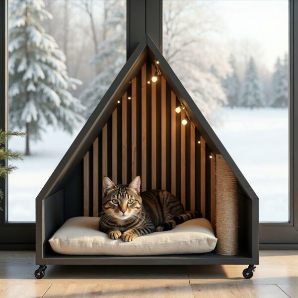 Nordic Cabin Cat House – Cozy Modern Retreat